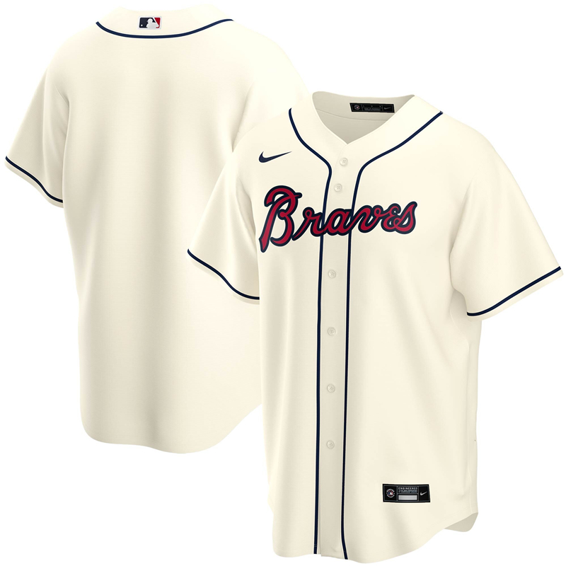 2020 MLB Men Atlanta Braves Nike Cream Alternate 2020 Replica Team Jersey 1